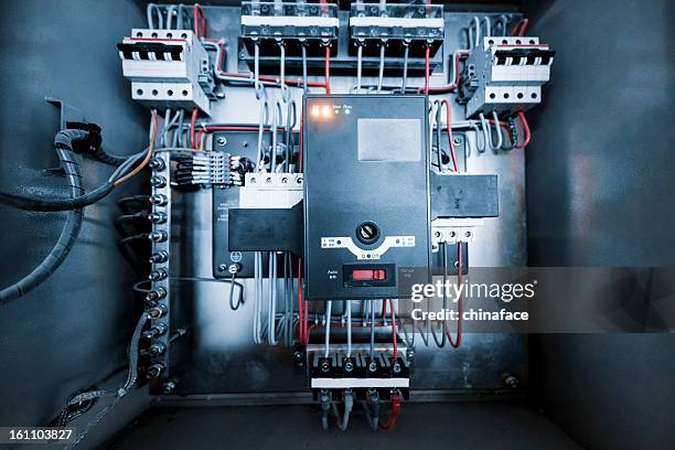 wires in box - electrical fuse box stock pictures, royalty-free photos & images