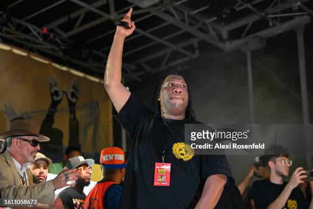One performs at the fiftieth anniversary of Hip Hop block party near 1520 Sedgwick Ave on August 12, 2023 in The Bronx borough of New York City. On...