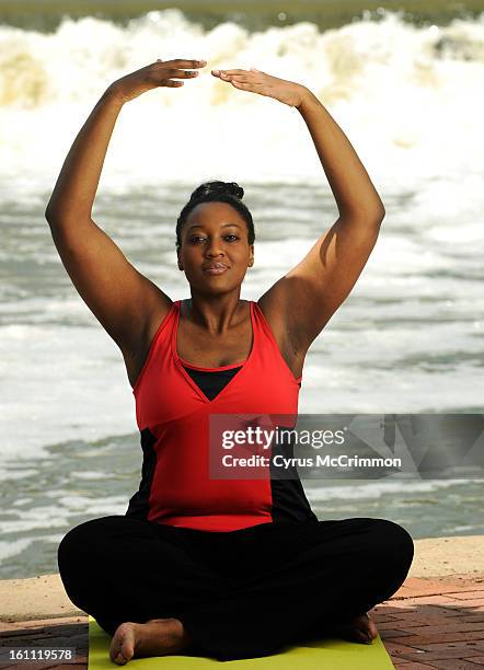 Model Amara for Fitness story on curvy fashion for workout clothing on Friday, May 14, 2010. Yoga clothing. Cyrus McCrimmon, The Denver Post