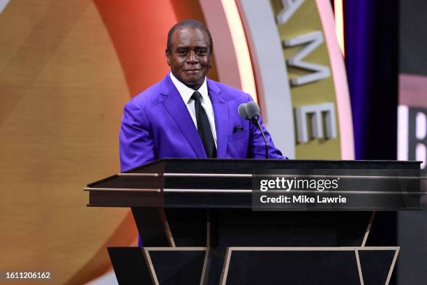 Ahmad Rashad speaks during the 2023 Naismith Basketball Hall of Fame Induction at Symphony Hall on August 12, 2023 in Springfield, Massachusetts.