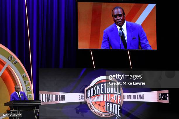 Ahmad Rashad speaks during the 2023 Naismith Basketball Hall of Fame Induction at Symphony Hall on August 12, 2023 in Springfield, Massachusetts.