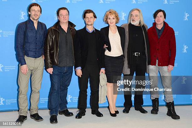 Actors Marko Mandic, Peter Kurth, Lars Rudolph, Rosa Enskat, Wolfgang Packhaeuser and Uwe Bohm attends the 'Gold' Photocall during the 63rd Berlinale...