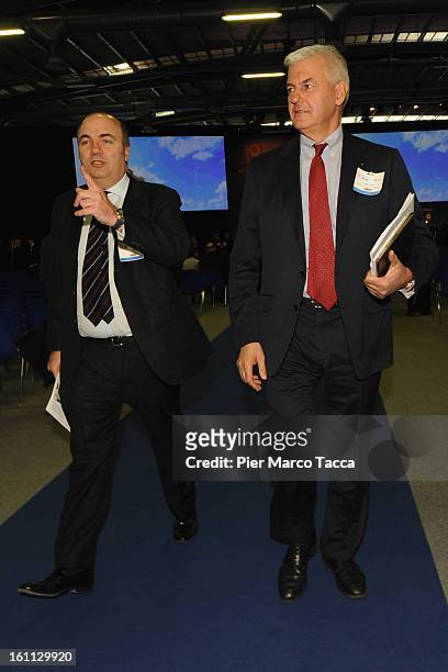 Fabrizio Viola CEO of Monte dei Paschi di Siena bank and Alessandro Profumo President of Monte dei Paschi di Siena attend the 19th ASSIOM FOREX...