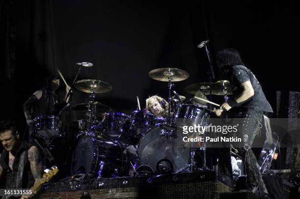 American heavy metal musicians, from left, bassist Chuck Garric, guitarist Keri Kelli, drummer Eric Singer, guitarist Jason Hook perform with Alice...