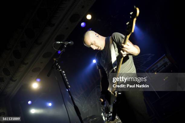 American punk band Alkaline Trio perform at Metro, Chicago, Illinois, April 20, 2009. Pictured is bassist Dan Andriano.