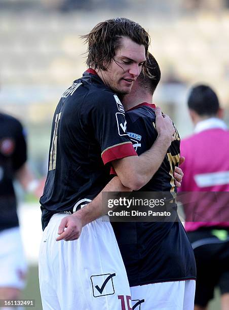 Federico Gerardi of Reggina Calcio celebrates after scoring his team first goal during the Serie B match between Modena FC and Reggina Calcio at...