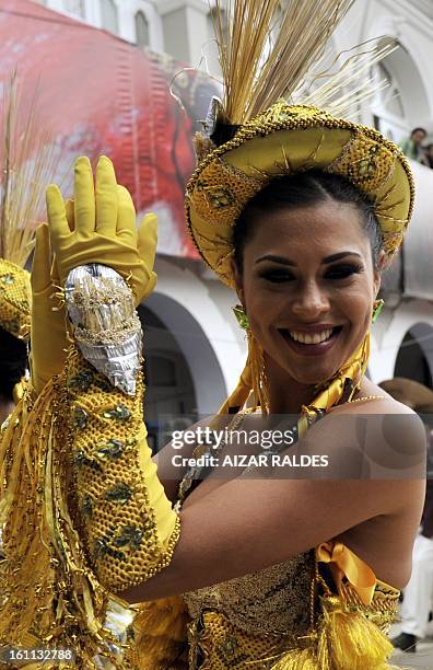 Member of the Morenada Central Cocanis de Oruro brotherhood dances duringthe Carnival of Oruro, in the mining town of Oruro, 240 km south of La Paz...