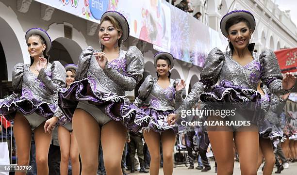 Dancers of the Morenada Central Cocanis de Oruro brotherhood take part in Carnival of Oruro, in the mining town of Oruro, 240 km south of La Paz on...
