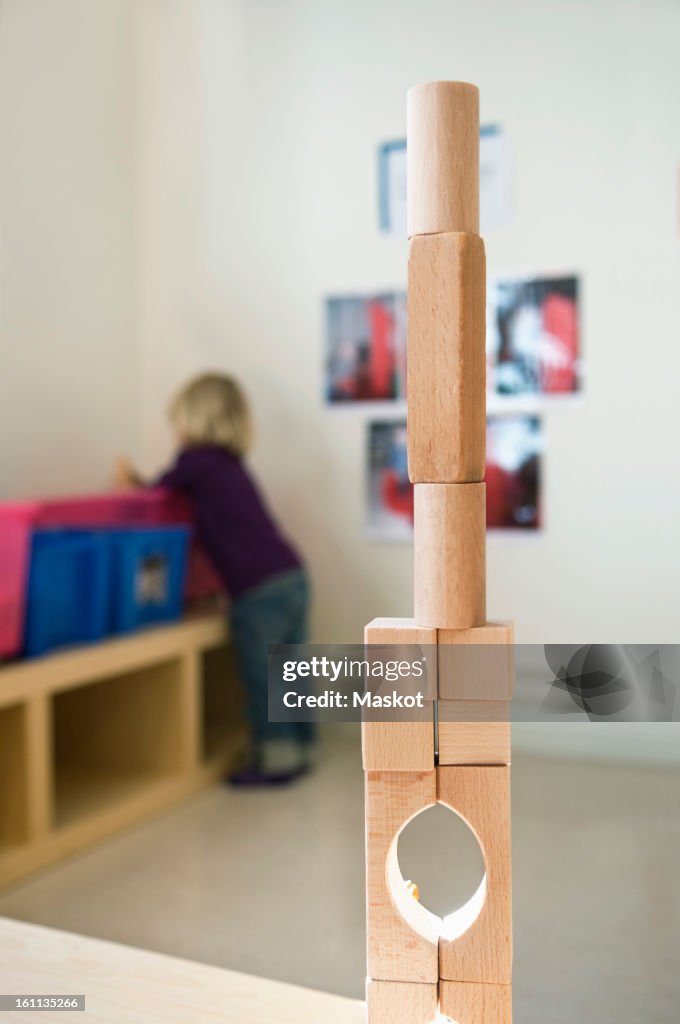 Child and building blocks