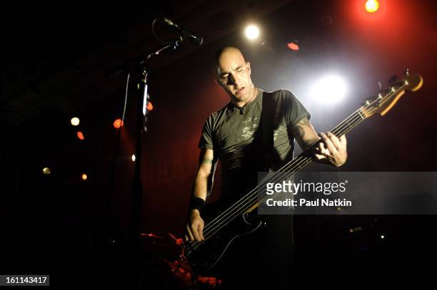 American punk band Alkaline Trio perform at Metro, Chicago, Illinois, April 20, 2009. Pictured is bassist Dan Andriano.
