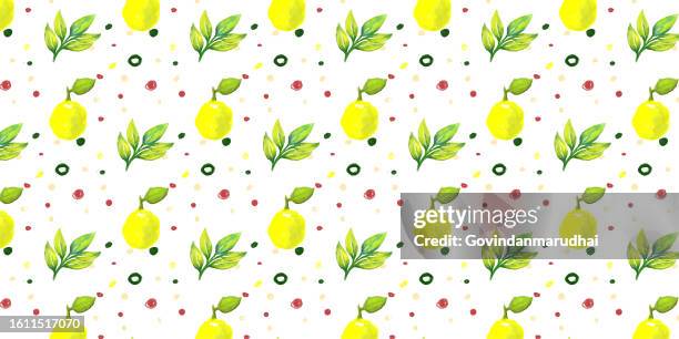 a seamless lemon pattern on white background. - lime juice stock illustrations