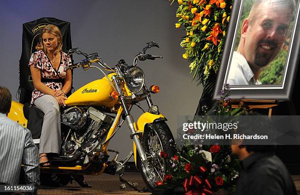 After a long day of hard interviewing, and a tearful memorial service,Tiffany Young Hartley sat in the seat of her husband's Indian motorcycle. He...