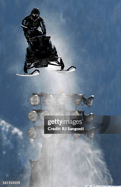 Tucker Hibbert took gold in the Snowmobile SnoCross, Sunday, at the 14th annual Winter X Games in Aspen. RJ Sangosti/ The Denver Post