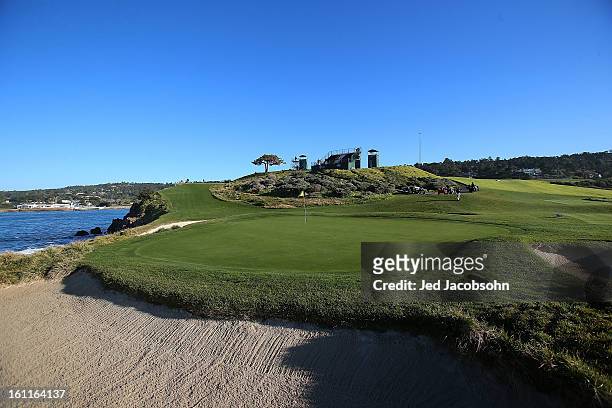 General view of the seventh hole during the third round of the AT&T Pebble Beach National Pro-Am at Pebble Beach Golf Links on February 9, 2013 in...