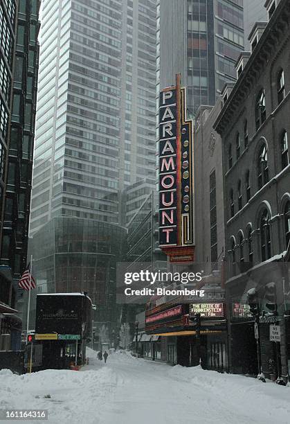 The Paramount Theatre stands after Winter Storm Nemo in Boston, Massachusetts, U.S., on Saturday, Feb. 9, 2013. More than two feet of snow fell on...