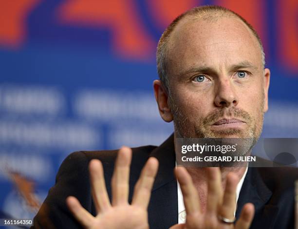 Swedish director Fredrik Bond addresses a press conference for the film "The Necessary Death of Charlie Countryman" competing in the 63rd Berlin...