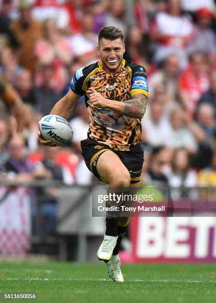 Tom Briscoe of Leigh Leopards during Betfred Men's Challenge Cup Final match between Hull Kingston Rovers and Leigh Leopards at Wembley Stadium on...