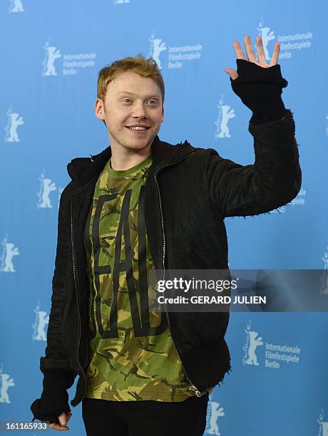 British actor Rupert Grint waves at a photocall for the film "The Necessary Death of Charlie Countryman" during the 63rd Berlinale Film Festival in...