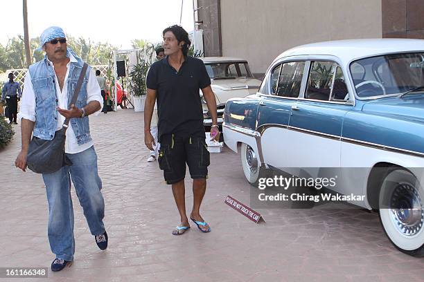 Jackie Shroff & Chunky Pandey pose during Cartier 'Travel With Style' Concours 2013 Opening at Taj Lands End on February 9, 2013 in Mumbai, India.