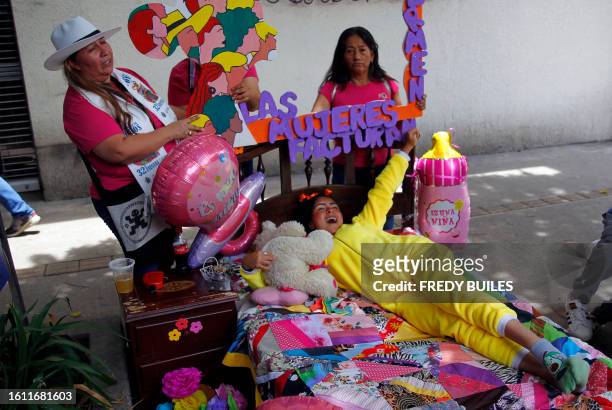 People attend the celebration of World Day of Laziness in Itagui, Colombia, on August 20, 2023.