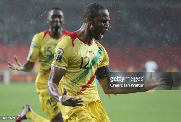Keita Seydou of Mali celebrates scoring the 2nd goal during the 2013 Africa Cup of Nations Third Place Play-Off match between Mali and Ghana on...