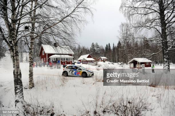 Jari Matti Latvala of Finland and Mikka Anttila of Finland compete in their Volkswagen Motorsport Volkswagen Polo R WRC during Day Two of the WRC...