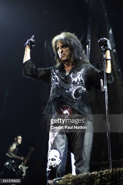 American heavy metal singer Alice Cooper performs at the Sears Centre in Hoffman Estates, Illinois, September 22, 2007.