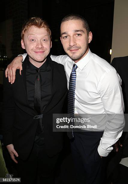 Actors Rupert Grint and Shia LeBeouf attend 'The Necessary Death Of Charlie Countryman' Reception during the 63rd Berlinale International Film...