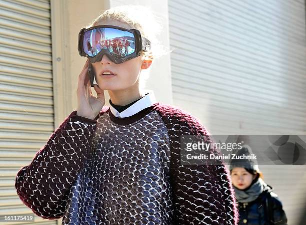 Hanne Gaby Odiele seen outside the Prabal Gurung show on February 9, 2013 in New York City.