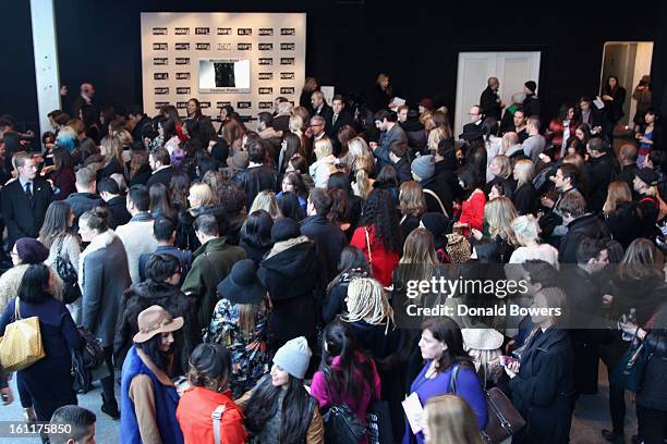 General view of the atmosphere at the VIP reception for Herve Leger by Max Azria hosted by Samsung Galaxy Lounge at Mercedes-Benz Fashion Week Fall...