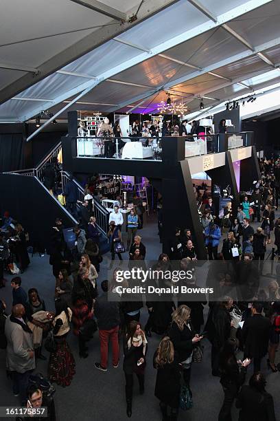 General view of the atmosphere at the VIP reception for Herve Leger by Max Azria hosted by Samsung Galaxy Lounge at Mercedes-Benz Fashion Week Fall...