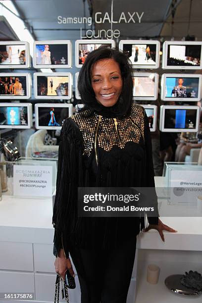 Michelle Vessels attends the VIP reception for Herve Leger by Max Azria hosted by Samsung Galaxy Lounge at Mercedes-Benz Fashion Week Fall 2013...