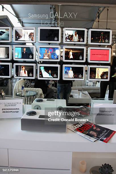 General view of the atmosphere at the VIP reception for Herve Leger by Max Azria hosted by Samsung Galaxy Lounge at Mercedes-Benz Fashion Week Fall...