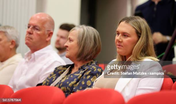 Wife of Harry Kane Katie Goodland with mother Kim and Father Patrick of Kane during an official press conference announcing his signing with the club...
