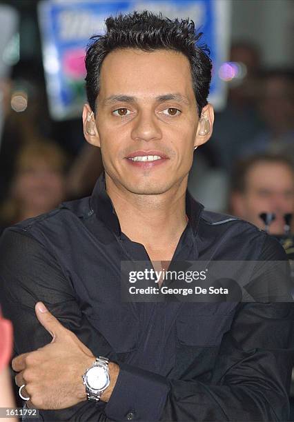 Latin pop singer Marc Anthony guest stars at the NBC "Today Show" summer concert series August 31, 2001 at Rockefeller Plaza in New York City.