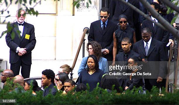 Friends and family of the late R&B singer Aaliyah leave St. Ignatius Loyola Church after the funeral service August 31, 2001 in New York City. The...