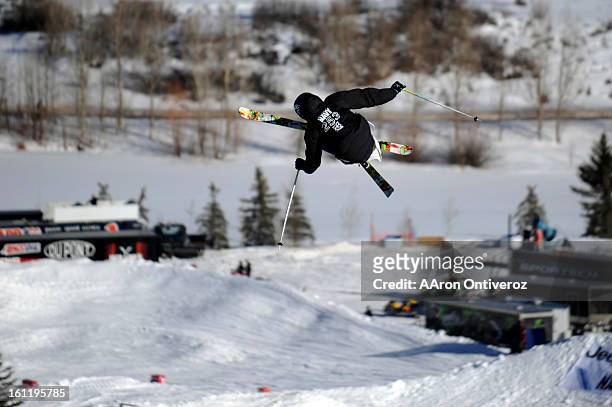 Andreas Hatveit grabs air on the final jump of his run during the Winter X Games slopestyle ski final on Saturday, January 29, 2011. AAron Ontiveroz,...