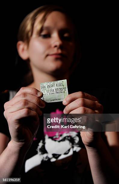 Brittany Diemer showed the ticket stub for the Dark Knight Rises Friday morning. She was in the theatre when a gunmen opened fire on moviegoers....