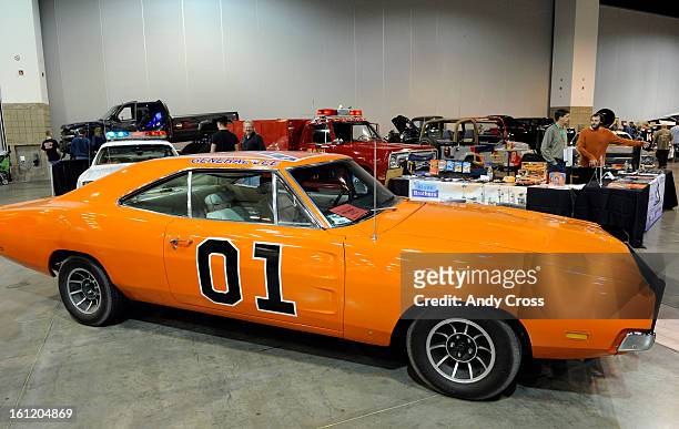 Replica of the "General Lee," used in the Dukes of Hazzard television show, a 1969 Dodge Charger on display at the 15th annual Rocky Mountain Rod and...