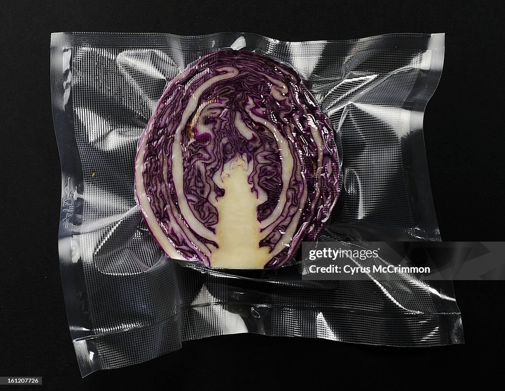 Photo illustration of a Sous Vide, a new kitchen cooking device on Thursday, May 5, 2011. Food is sealed in plastic and cooked in this machine. Food details, red cabbage wrapped in the plastic. Cyrus McCrimmon, The Denver Post