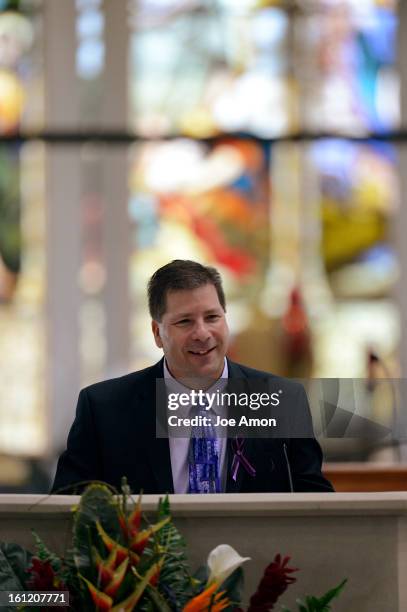 S uncle, John Hoover gives a moving and at times funny eulogy for his nephew 18 year old AJ Boik Friday, July 27, 2012 at the Queen of Peace Catholic...