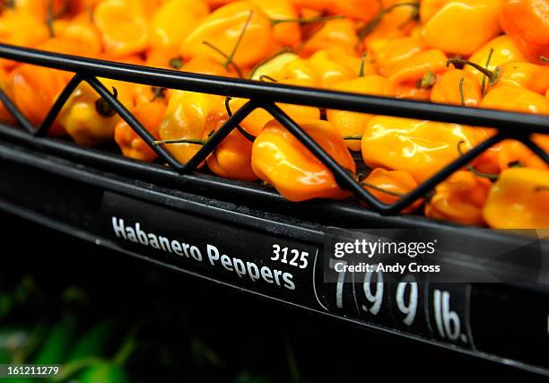 Habanero peppers available at the newly remodeled King Soopers 2727 W. Evans Tuesday afternoon. Andy Cross, The Denver Post