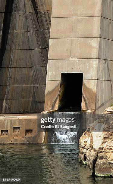 New pipeline will be attached to this spillway at the base of the dam at the Pueblo Reservoir, Wednesday, May 18 to divert Arkansas River water...