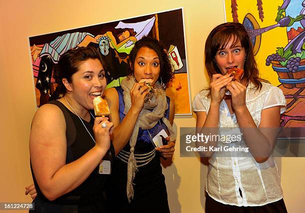 Kayla Mills, left, Paige Clarke, center, and Nichole Abbott, right, enjoyed post-show snack following the Museo de las Americas Fashion of the...
