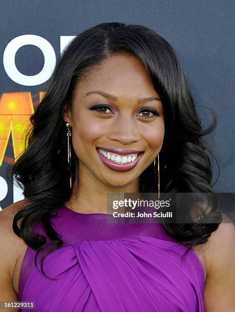 Allyson Felix attends the Third Annual Hall of Game Awards hosted by Cartoon Network at Barker Hangar on February 9, 2013 in Santa Monica,...