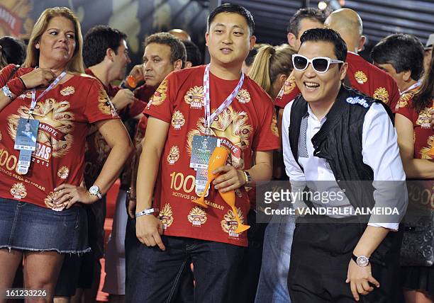 South Korean singer Psy smiles at the Sambadrome in Rio de Janeiro, Brazil on February 9, 2013. The creator of the song "Gangnam style" is in Rio on...