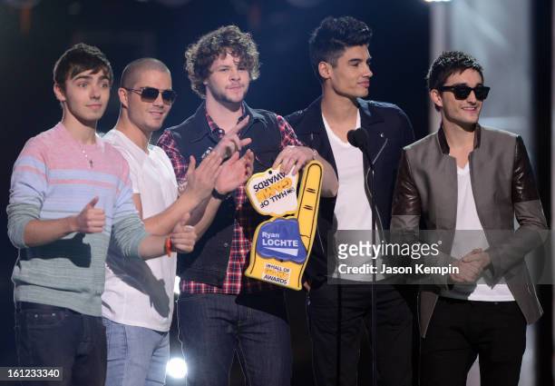 The Wanted attend the Third Annual Hall of Game Awards hosted by Cartoon Network at Barker Hangar on February 9, 2013 in Santa Monica, California....