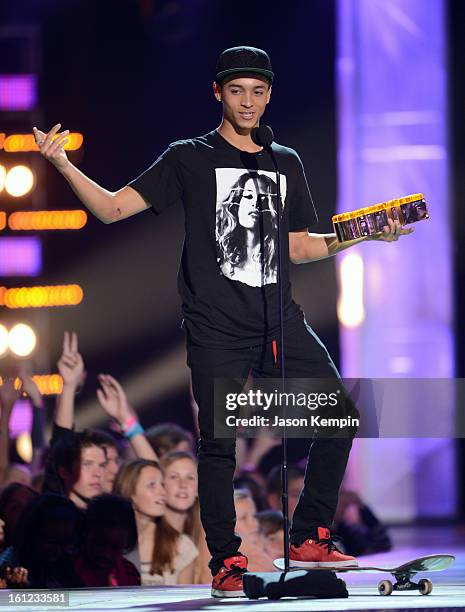 Nyjah Huston attends the Third Annual Hall of Game Awards hosted by Cartoon Network at Barker Hangar on February 9, 2013 in Santa Monica, California....