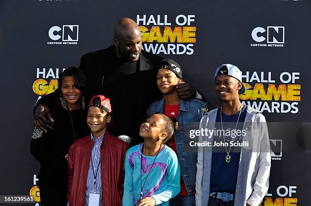 Taahirah O'Neal, host Shaquille O'Neal, Shareef O'Neal, Me'arah O'Nea, Shaqir O'Neall and Myles O'Neal attend the Third Annual Hall of Game Awards...