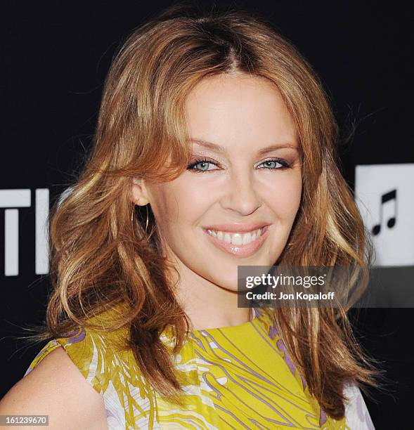 Singer Kylie Minogue arrives at Roc Nation Hosts Annual Private Pre-GRAMMY Brunch at Soho House on February 9, 2013 in West Hollywood, California.